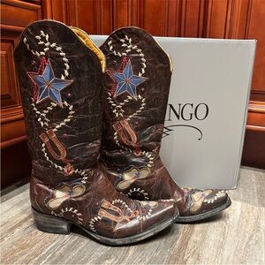 Old Gringo Ye Haw Cowboy Boots Crystal Embroidery Rodeo Western Wedding RARE 7